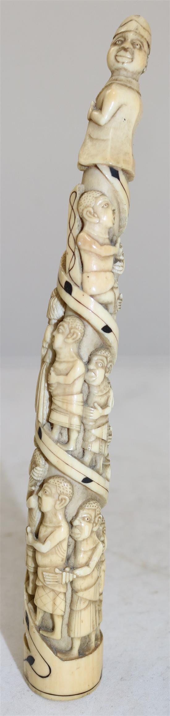 An early 20th century Belgian Congo ivory tusk, 8.5in.